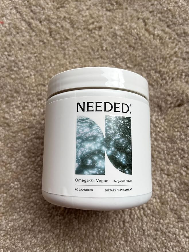 Needed. Vegan Omega-3 DHA & EPA Supplement - 500mg Omega-3 + 100mg Choline, Plant-Based Capsules, Sustainably Sourced Algae Oil, 2 Capsules Daily, 30-Day Supply