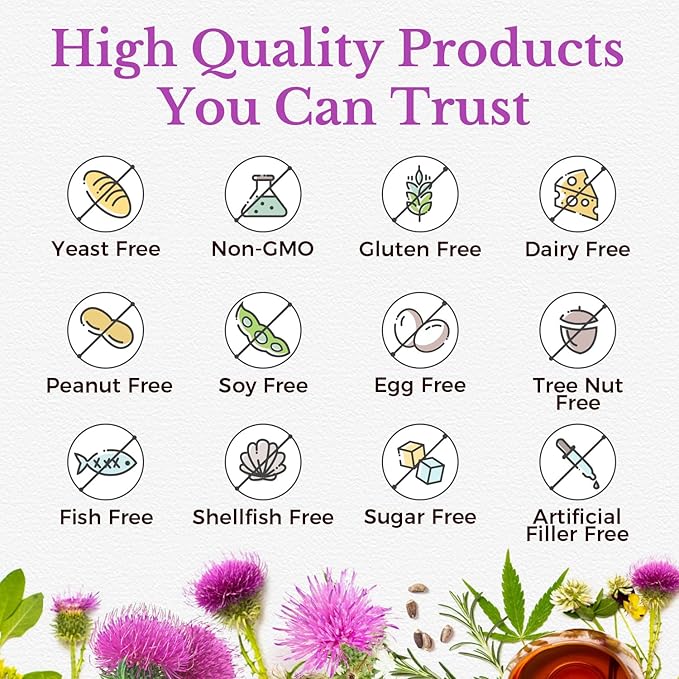 Vitalitown Organic Milk Thistle Antioxidant Support, Detox & Cleansing, 120 Vegan Caps