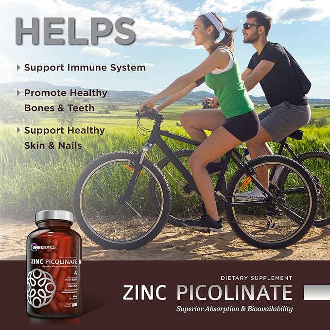 Zinc Picolinate 30mg Supplement for Men & Women - Natural Vitamin with Superior Absorption for Immune System Support, Healthy Skin, Energy Metabolism, and Overall Wellness - 180 Vegan Capsules