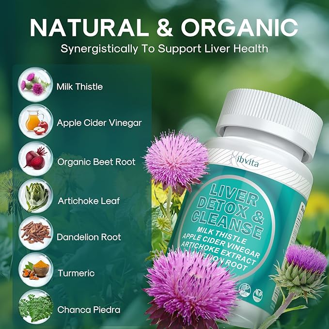 Fat Burner for Men Women & Liver Cleanse Detox Supplement, Weight Loss Appetite Suppressant, Liver Health Support with Milk Thistle Dandelion Root & Artichoke