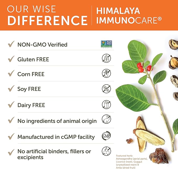 Himalaya ImmunoCare for Active Immune Support and Cellular Defense, 840 mg, 240 Capsules, 2 Month Supply
