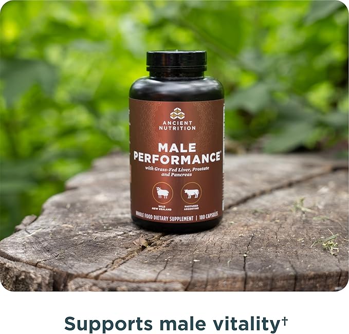 Ancient Nutrition Organ Supplements for Men, Grass-Fed and Wild Organ Complex Capsules, Liver, Prostate, Pancreas Supports Male Performance, Healthy Aging, 180 Ct