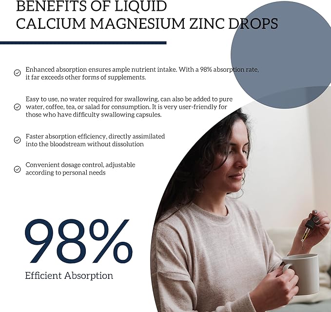 (4 Pack) 10 in 1 Calcium Magnesium Zinc Supplement, Magnesium Glycinate Complex Liquid Drops with Vitamin D3 K2 B6, Vegan Calcium Citrate Bone & Immune Health Support, Sleep & Cramps, Boron, 1 Fl Oz