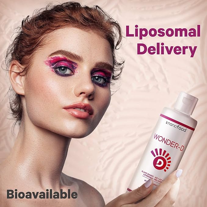 Codeage Liposomal Wonder-D, Vegan Cholecalciferol Vitamin D3 1000 IU Liquid Drops Supplement, Plant-Based Vitamins B12 & K2, Non-GMO Sunflower Phospholipids, Vitamin E, Mixed Berry Flavor, 7.6 fl oz
