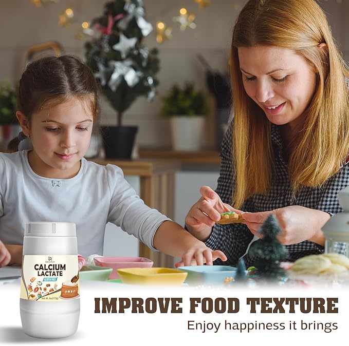 Calcium Lactate Powder 6oz - Pure Food-Grade Calcium Lactate, Supports Bone Health, Non-GMO Food Stabilizer for Neutralize Acidity, Bulking Agent, Breads, Pastries, Ice Cream, Jellies, Dairy Products