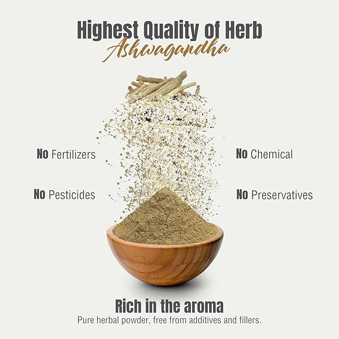 Ashwagandha Powder 454g I Winter Cherry, Non-GMO, Vegan, Gluten-Free I Ayurvedic Stress-Buster Supports Energy Booster, Vitality & Rejuvenator Overall Wellness