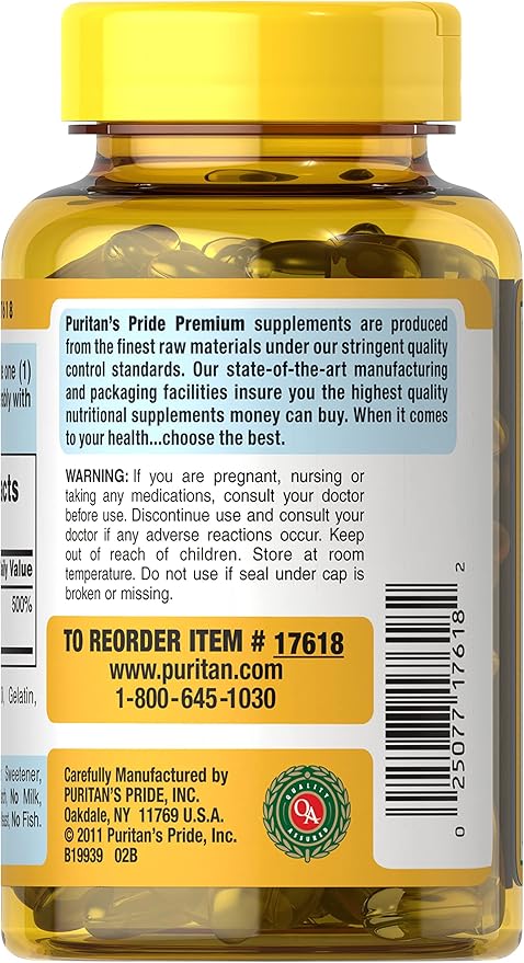 Puritan's Pride Vitamin D3 50mcg (2,000 IU) Bolsters Immune Health for Support of Immune Health and Healthy Bones and Teeth 200 Softgels (Pack of 2)