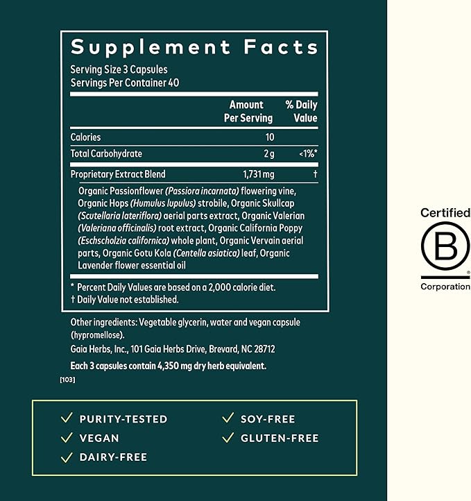 Gaia Herbs Sound Sleep - Natural Sleep Support to Promote Calm & Relaxation - with Valerian Root, Passionflower & More - 120 Vegan Liquid Phyto-Capsules (40-Day Supply)