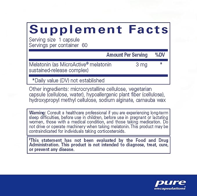 Pure Encapsulations Melatonin-SR - Extended Release Melatonin - Supports Restful Sleep* - Sleep Supplement - Gluten Free & Vegan - 60 Capsules