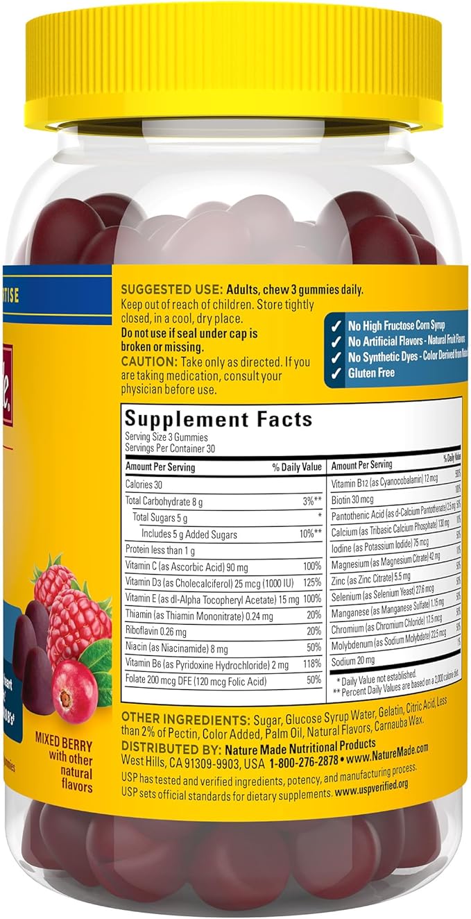 Nature Made Advanced Multivitamin Gummies for Him with Magnesium Citrate, Calcium & All 8 B Vitamins, Multivitamin for Men, 90 Gummies, 30 Day Supply