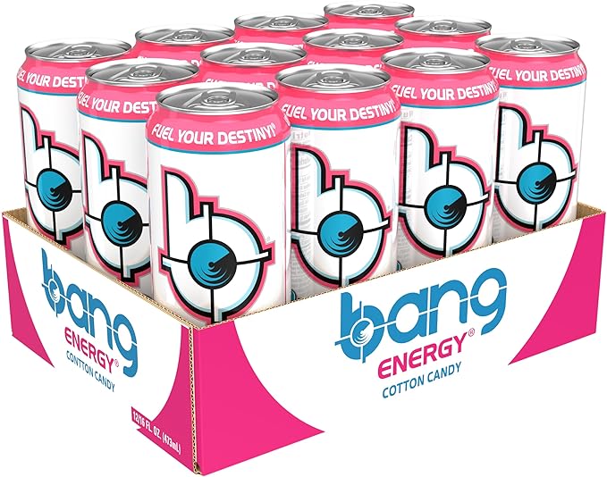 Bang Energy Cotton Candy, Sugar-Free Energy Drink, 16-Ounce (Pack of 12)