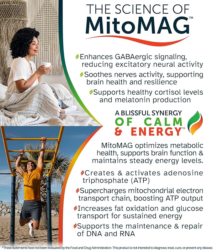 Blissful MitoMag – 300mg Elemental Magnesium Complex: Mg Glycinate, Mg BHB - Sleep Muscles Mood Energy Cognitive Focus Calm – All Natural, USA Made, No Additives – 60 Vegan Capsules Supplement