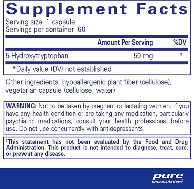 Pure Encapsulations 5-HTP 50 mg | 5-Hydroxytryptophan Supplement for Brain, Sleep, Eating Behavior, and Serotonin Support* | 60 Capsules