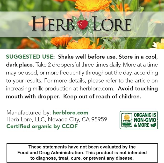 Herb Lore Organic Goats Rue Tincture - Lactation Supplement for Breastfeeding - Natural Breastmilk Production Support to Increase Breast Milk Supply (4 fl oz)