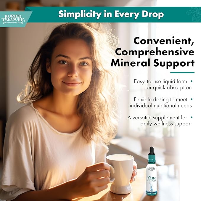 Buried Treasure Zinc Complex Drops - 30 Servings, 2 fl oz, Efficient and Bioavailable Ionic Zinc Supplement