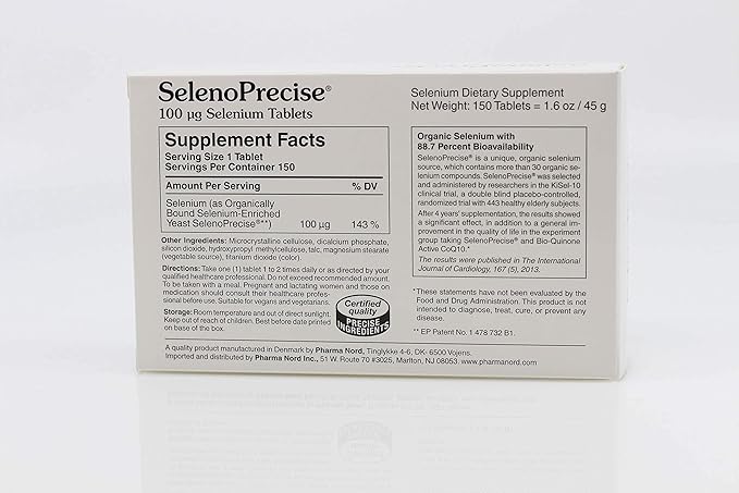 SelenoPrecise | World's Only Pharmaceutical-Grade Organic Selenium Supplement | Guaranteed 88.7% Absorption | Thyroid Support, Immune System, Prostate Protection & Heart Health | Selenium 100 mcg tabs