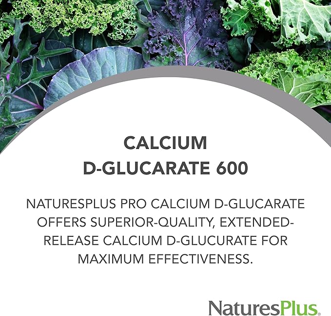 NaturesPlus PRO Calcium D-Glucarate (CDG) 600 mg - 90 Capsules - Non-GMO, Vegan, Gluten Free, Soy Free - 90 Servings