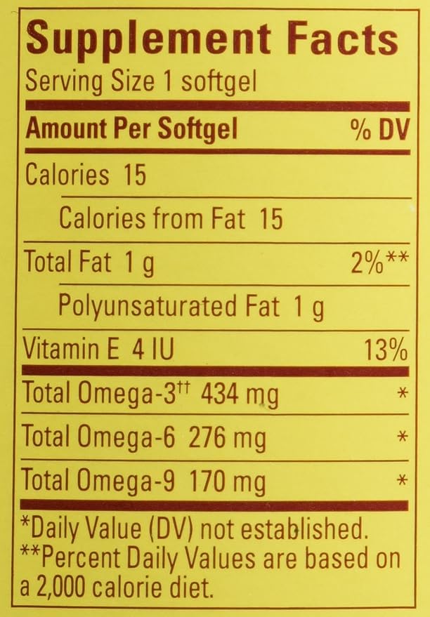Nature Made Triple Omega 3 6 9 - Fish, Flaxseed, Safflower & Olive Oils - 180 Softgels
