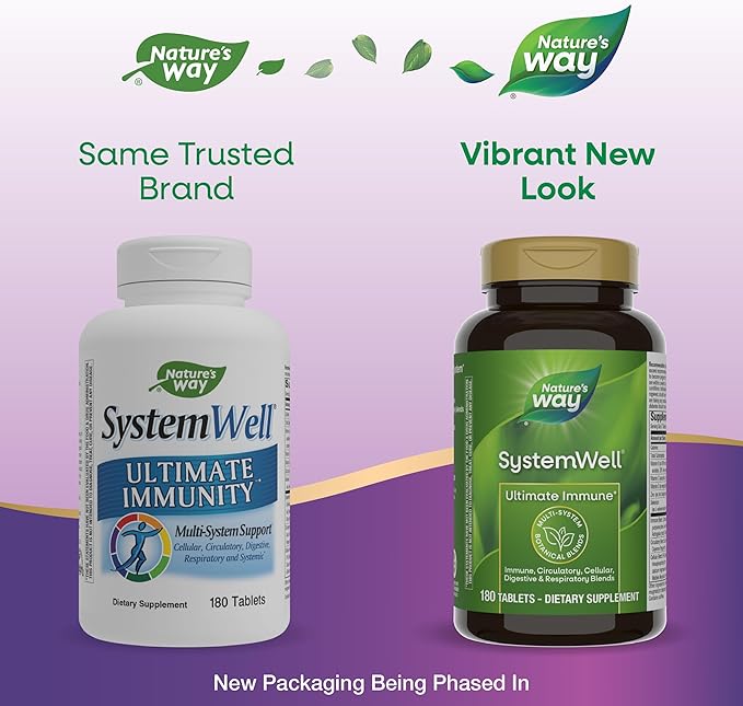 Nature's Way Systemwell Ultimate Immune*, with Vitamins C, A, D, Zinc, Selenium, Multi-System Botanical Blends Including Immune, Respiratory, Digestive, & Circulatory, 180 Tablets (Packaging May Vary)
