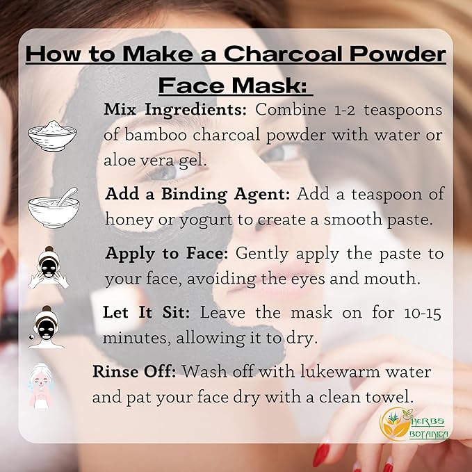 Activated Charcoal Powder 100% Food Grade Bamboo Charcoal Powder for Baking, Soap Making, Face Masks & DIY Skincare Fine for Multiple Uses 2 oz