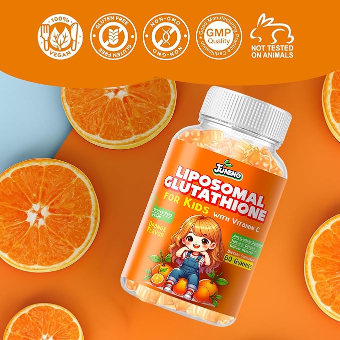Liposomal Glutathione Gummies for Kids - Vitamin C Supplement for Healthy Immune Support Antioxidants & Detox - Sugar Free Vegan Non GMO
