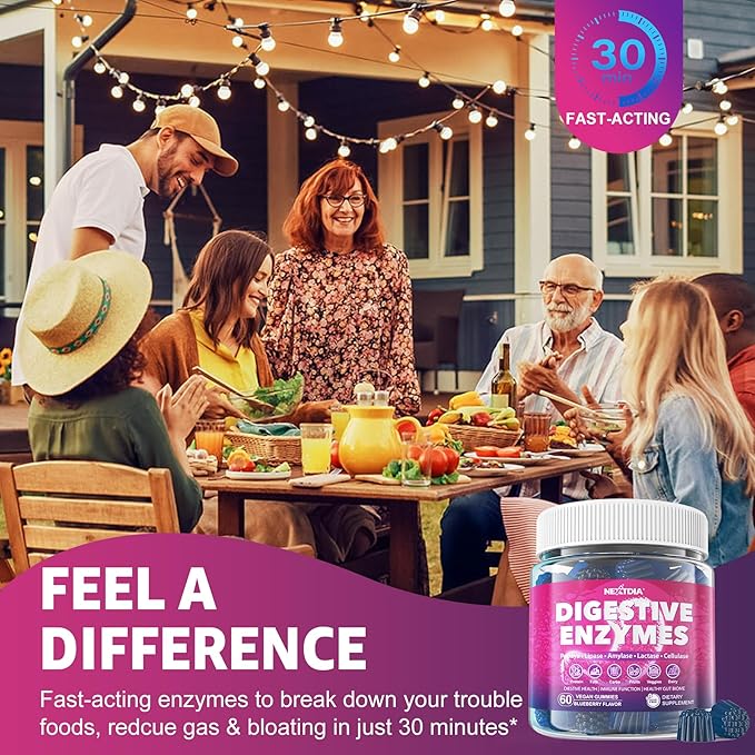 Digestive Enzymes for Women & Men Gummies w/ Probiotics, Papaya, Bromelain, Ginger - Bloating Relief & Gut Health Chewable Supplement Digest Proteins Dairy Carbs Veggies Fats, Sugar Free Vegan, 120Cts