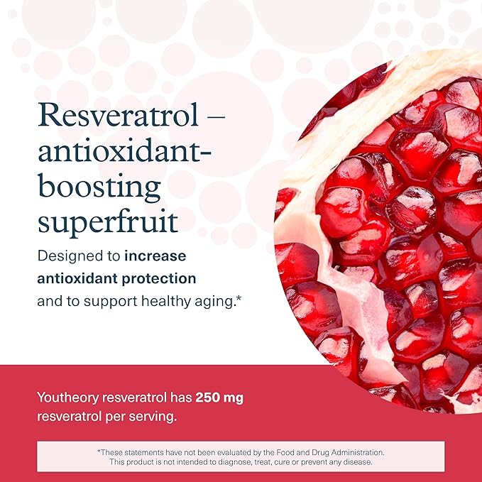 Youtheory Resveratrol Advanced Antioxidant Formula - Premium Antioxidant Supplement with Super-Fruit Blend - Contains ResVida - Dairy, Soy & Gluten Free - 290 Tablets