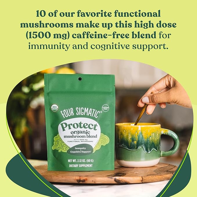 Mushroom Blend Defend Mix by Four Sigmatic | Organic Mushroom Powder Complex with Lion’s Mane, Cordyceps, Chaga, Reishi and More | Natural Immune Support Supplement | Vegan, Gluten-Free | 30 Servings