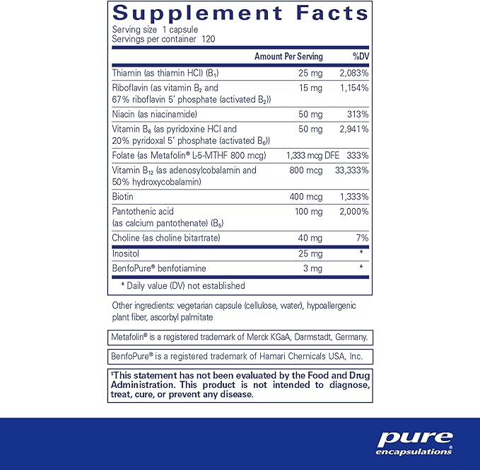 Pure Encapsulations PureGenomics B-Complex - Broad Spectrum B Vitamin Support for Genetic Expression, Cellular Function, Hormone Production & Energy Metabolism* - with Vitamin B12 & B6-120 Capsules