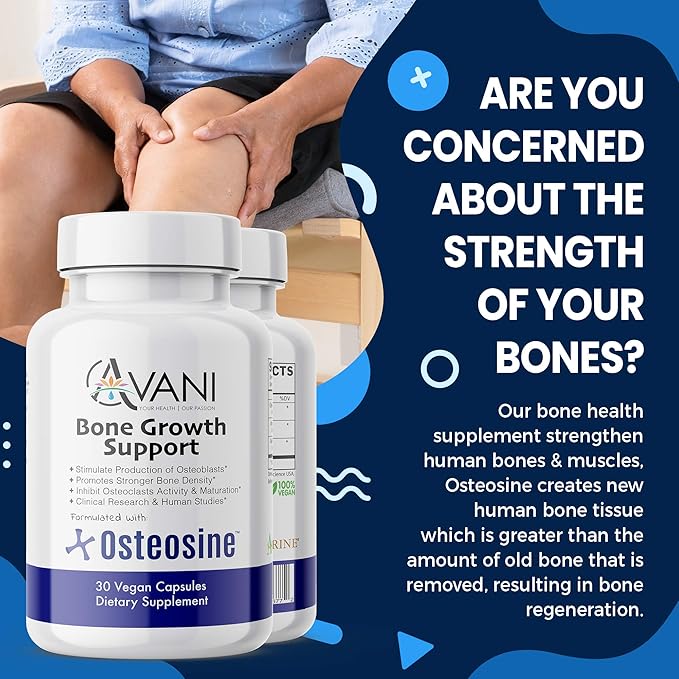 – Osteosine Bone Growth Support - Increase Bone Calcium Levels and Bone Strength - Enhanced Absorption with BioPerine and AstraGin - Gluten Free Bone Supplement - 30 Vegan Capsules