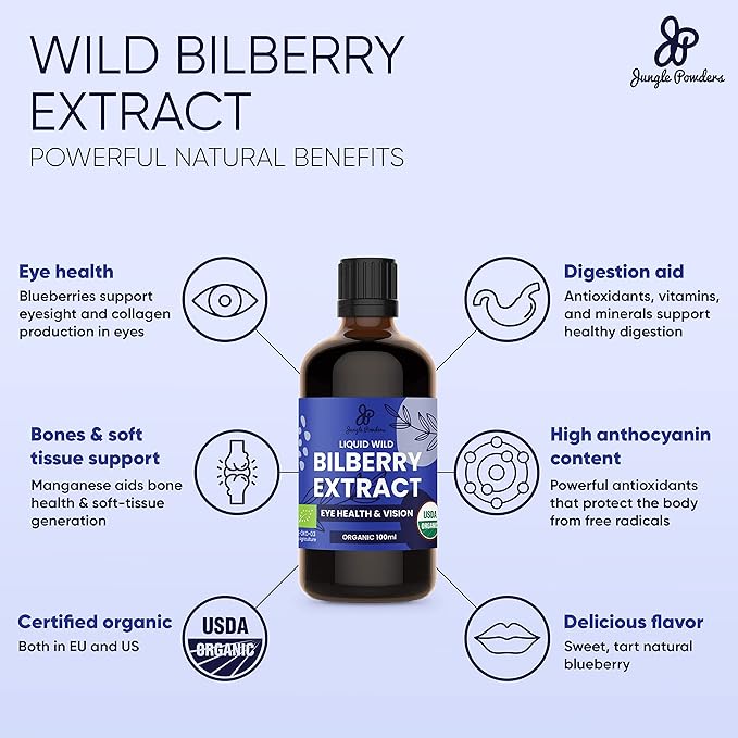 Wild Bilberry Extract Organic Blueberry Powder USDA Organic Raspberry Powder Bundle Blueberries Raspberries Powdered Whole Berry for Baking Bilberry Supplement for Eyes