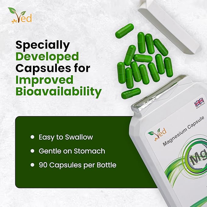 Ved's Extra Strength Magnesium Citrate 500 mg| Food Supplement | 90 Veg Capsule| 90 Day Supply