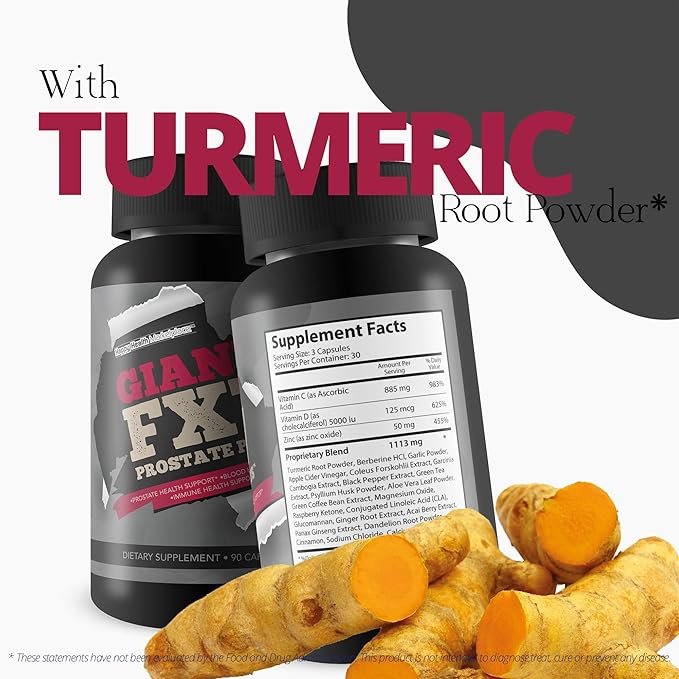 Giant FX7 Prostate Plus - Prostate Supplements for Prostate Support & Blood Flow Support - Support Energy & Endurance - Promote Healthy Prostate Function & Size - Male Prostate Support with Zinc