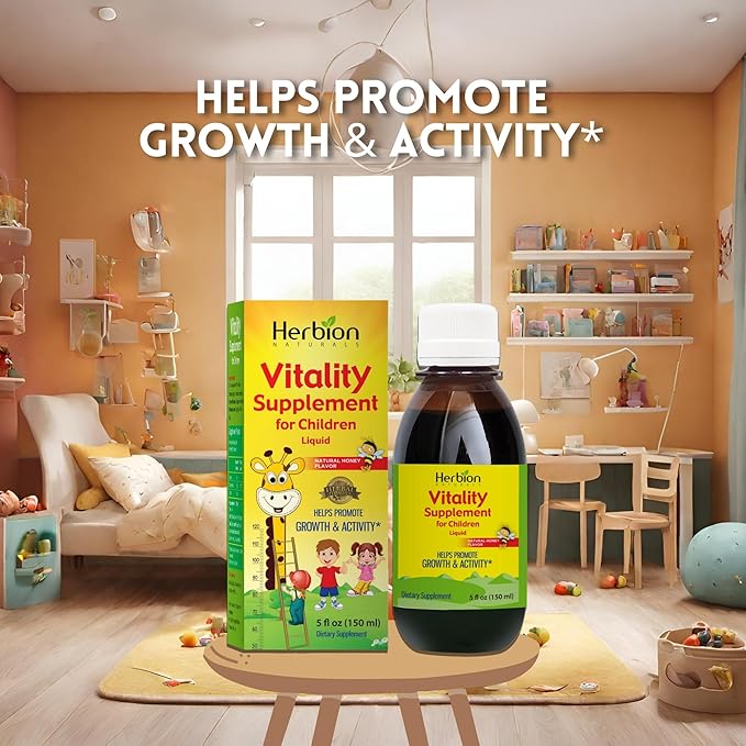 HERBION Naturals Vitality Supplement for Children, Promotes Growth and Appetite, Relieves Fatigue, Improves Mental & Physical Performance, for Kids 1 Year & Above, 10 Fl Oz (Pack of 2)