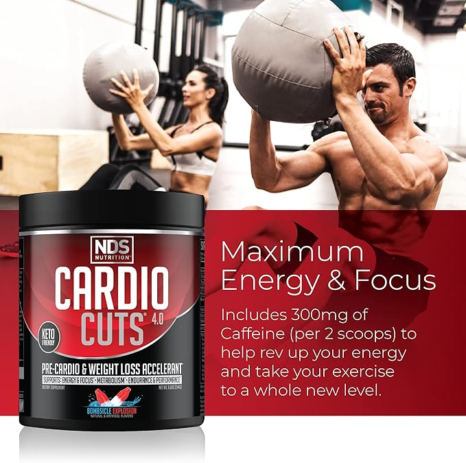 NDS Nutrition 4.0 Pre Workout Supplement - Advanced Weight Loss and Pre Cardio Formula with L-Carnitine, CLA, MCTs, L-Glutamine, and Safflower Oil - Bombsicle (40 Servings)