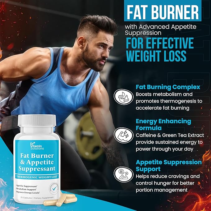 Fat Burner for Women & Men - Appetite Suppressant for Weight Loss - Pills with Chromium, Caffeine & Green Tea Extract - Metabolism Booster Thermogenic Weight Loss - 35 Capsules