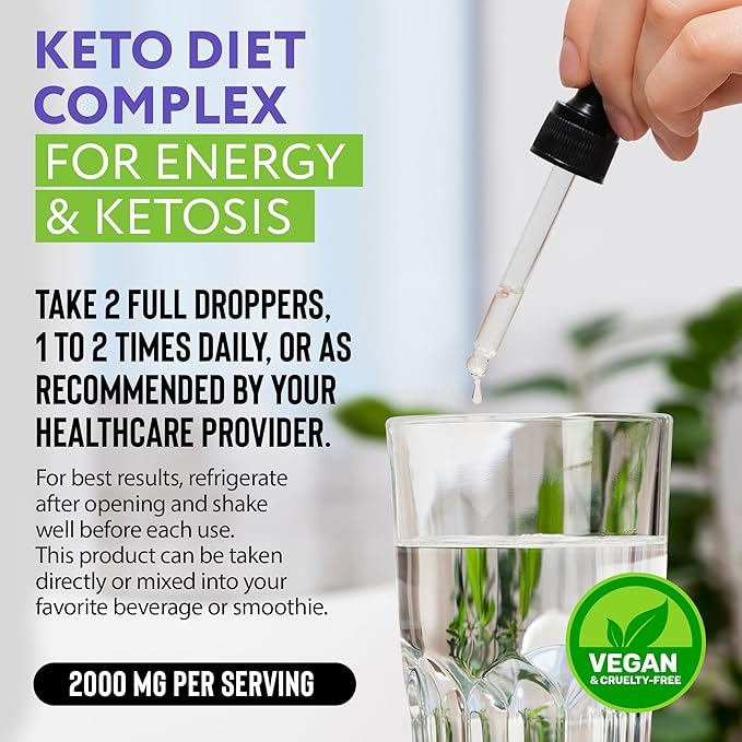 Black Currant Seed Oil Extract + Keto Drops 2000 mcg - Made in USA - Natural Keto Liquid Keto Supplement - Advanced Ketones Supplement Keto Food - 2 fl oz