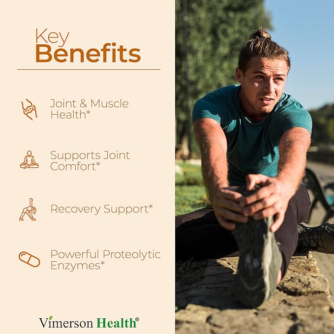 Joint Support Supplement with Bromelain, Serrapeptase & Papaya Enzymes - Proteolytic Enzymes for Digestion & Recovery - Digestive Enzyme & Joint Complex for Men & Women - 60 Delayed Release Capsules