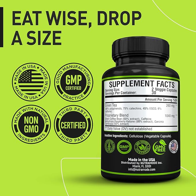 Premium Green Tea Extract Fat Burner Supplement EGCG-Natural Appetite Suppressant-Healthy Weight Loss Diet Pills That Work Fast for Women and Men-Detox Metabolism Booster to Burn Belly Fat Fast-2 pack