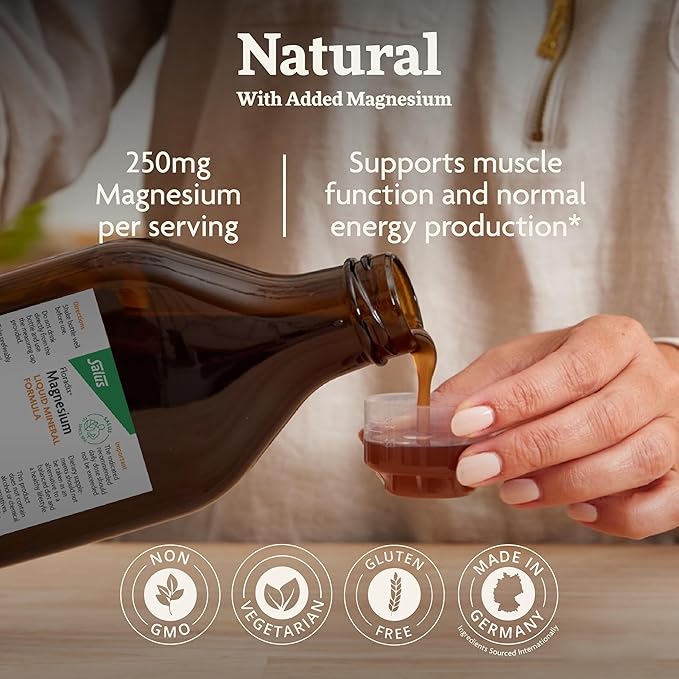 Floradix Magnesium - Liquid Herbal & Mineral Supplement for Bone Support, Digestive Health & More - Vegetarian, Non-GMO - 8.5 fl oz