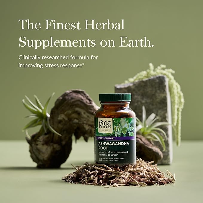 Gaia Herbs Ashwagandha Root - Stress Relief & Immune Support Supplement - Supports Balanced Energy Levels and Positive Outlook - 120 Vegan Liquid Phyto Capsules (1 Pack)