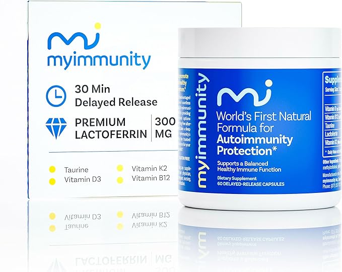Immune Balance Supplement | Grass-Fed Lactoferrin, Taurine, Vitamins D3, K2 & B12 | 30-Min Delayed-Release | Promotes Gut, Digestive & Overall Wellness | Low Lactose, Made in USA