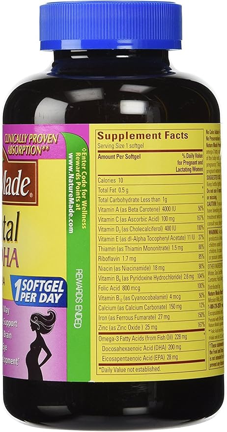 Nature Made Prenatal Multi + Dha, 200mg, 150 Softgels 2pack
