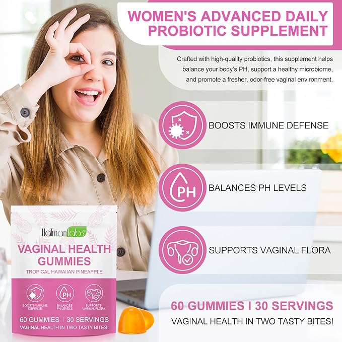 Vital Source Feminine Gummies - Feminine Balance Gummies for Women ph Natrual Famale Balance Cummies - Collagen Gummies - Pineapple PH Balance Gummies for Women Support Women’s Health - 60PCS