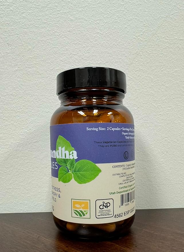 Organic Ashwagandha Capsules - 100 Capsules 500mg Pure Organic Ashwagandha Supplement for Calming Support