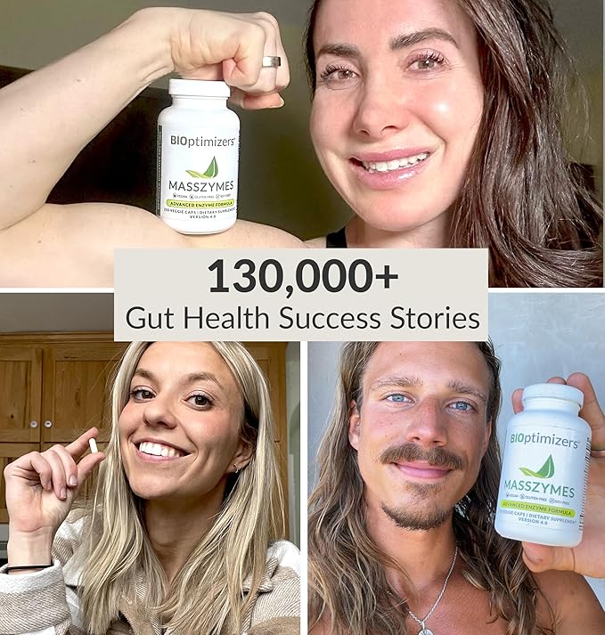 BIOptimizers MassZymes Digestive Enzymes Supplement – Max Nutrient Absorption, Boost Energy, Reduce Bloating – Health Vegan Dairy-Free – Muscle Recovery, Gut Health & Clarity - 100,000 Units 120 Caps