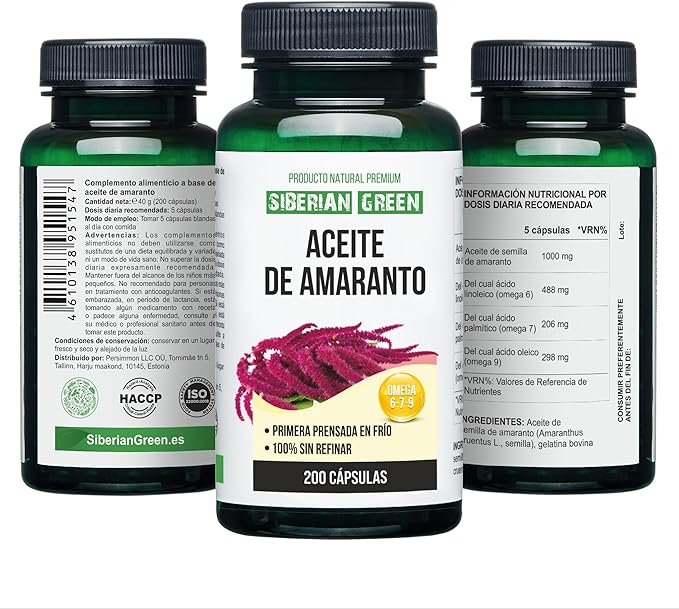 Amaranth Seed Oil Capsules 200 Softgels Wild Harvested Siberia Altai Cold Pressed Unrefined