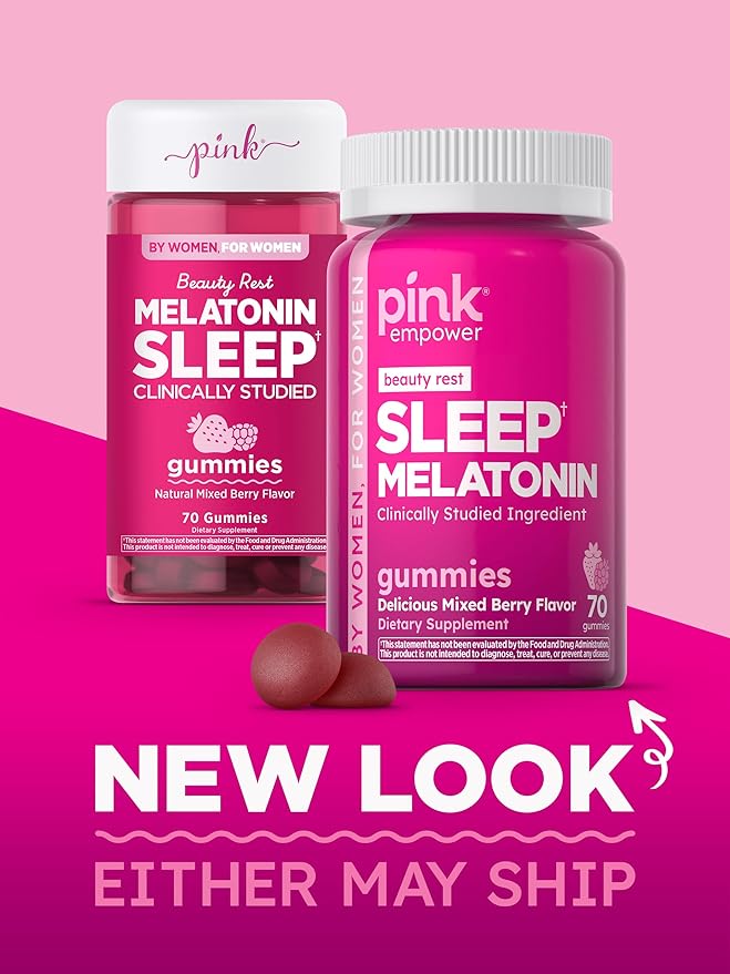 PINK Melatonin Gummies for Adults | 10mg | Max Potency | Mixed Berry Flavor | Vegan, Non-GMO & Gluten Free Supplement