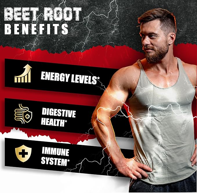 Beet Root Capsules - Green Tea, Red Spinach, Ginseng, Black Pepper - 90 Count - Supports Digestive, Immune System, Energy Levels - 3 Month Supply