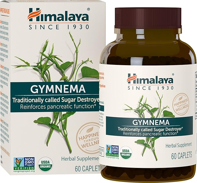 Himalaya Organic Gymnema Sylvestre Herbal Supplement USDA Certified Organic, Non-GMO, 700 mg, 60 Plant-Based Caplets, 2 Pack